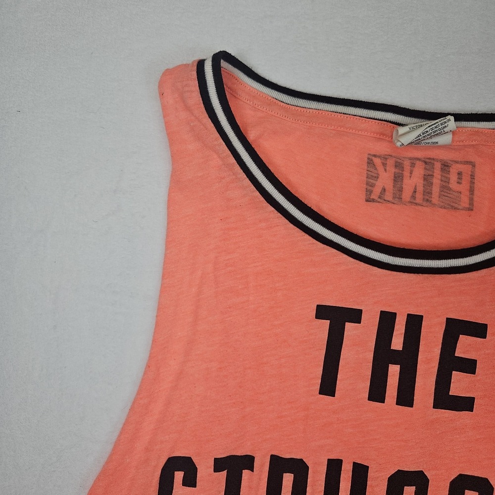 Victoria's Secret PINK Tank Top Medium Coral "The Struggle Is Real" Graphic Gym - Picture 5 of 16